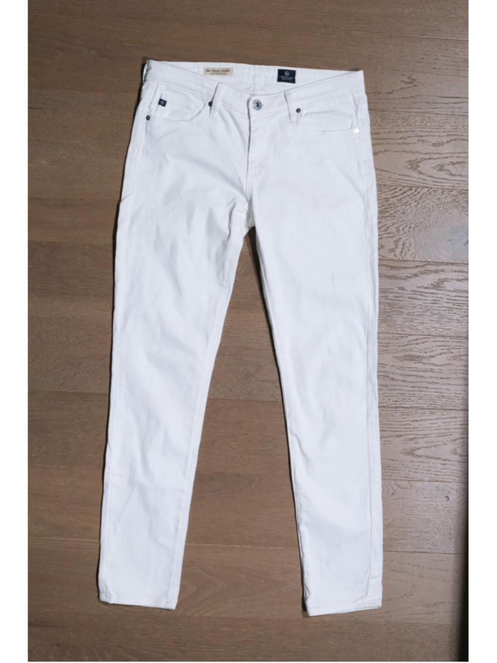 AG Adriano Goldschmied The Stevie Ankle Slim Straight Jeans – White – Size 27R